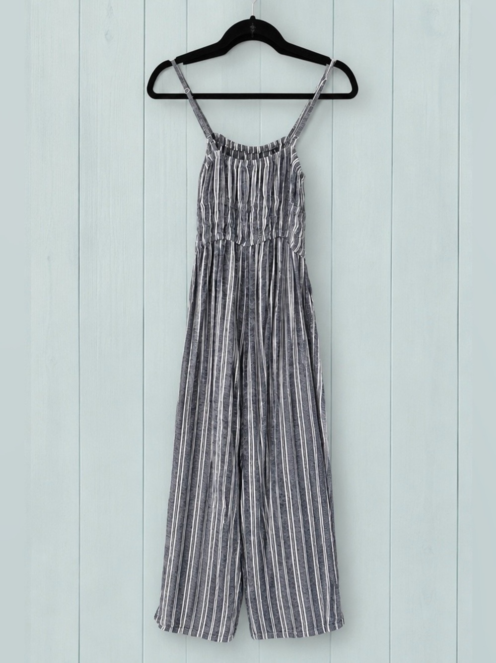 Old Navy Linen Blend Striped Wide Leg Jumpsuit Small Adjustable Straps